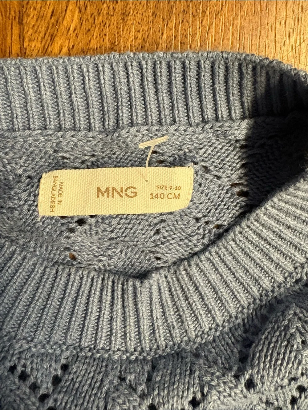 Light Blue Knit Crewneck Sweater for Kids